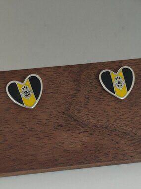 Pittsburgh Flag Heart Stud Earring Exclusive Designed S925 Silver with box